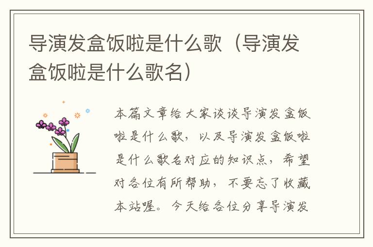 导演发盒饭啦是什么歌（导演发盒饭啦是什么歌名）