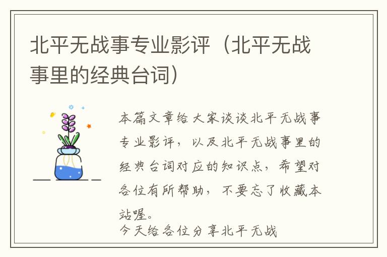 北平无战事专业影评（北平无战事里的经典台词）