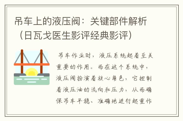 吊车上的液压阀：关键部件解析（日瓦戈医生影评经典影评）