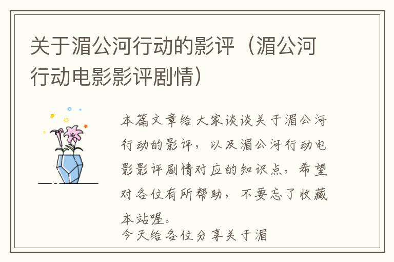 关于湄公河行动的影评（湄公河行动电影影评剧情）