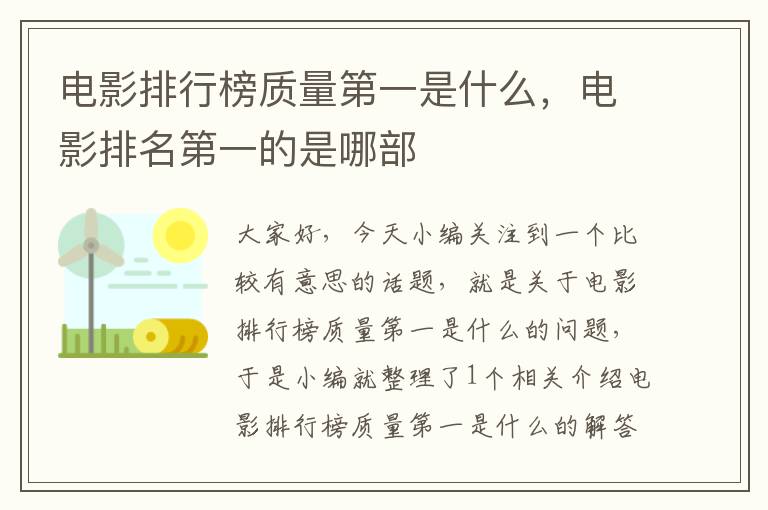 电影排行榜质量第一是什么，电影排名第一的是哪部