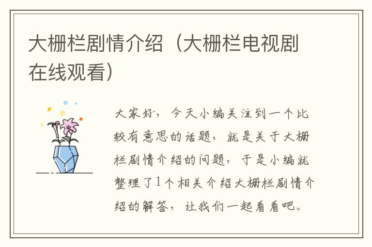 大栅栏剧情介绍（大栅栏电视剧在线观看）