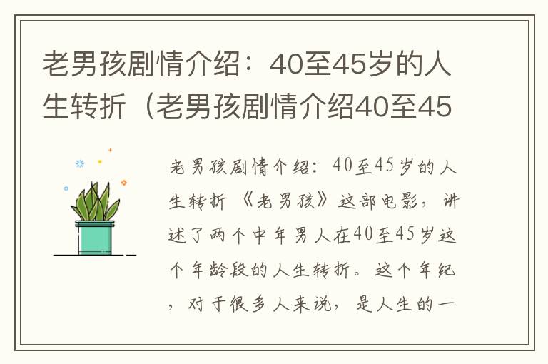 老男孩剧情介绍：40至45岁的人生转折（老男孩剧情介绍40至45岁）