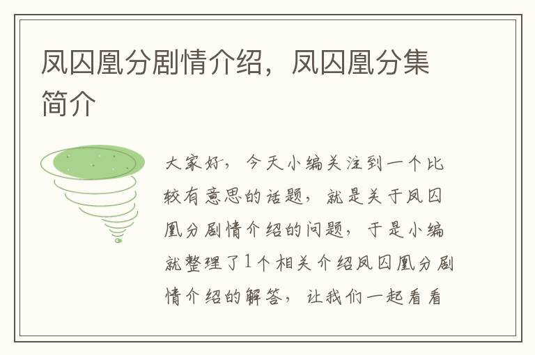 凤囚凰分剧情介绍，凤囚凰分集简介