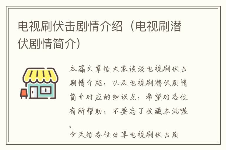 电视刷伏击剧情介绍（电视刷潜伏剧情简介）