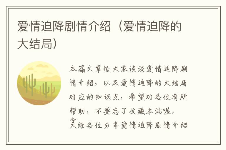 爱情迫降剧情介绍（爱情迫降的大结局）