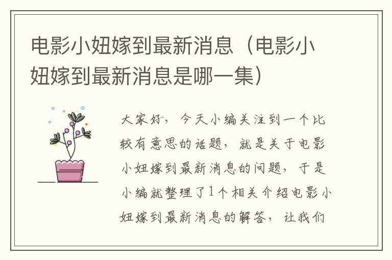 电影小妞嫁到最新消息（电影小妞嫁到最新消息是哪一集）