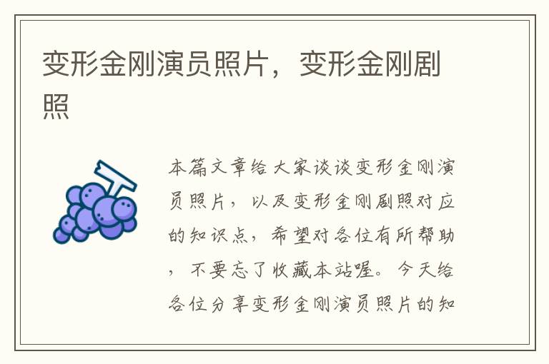 变形金刚演员照片，变形金刚剧照