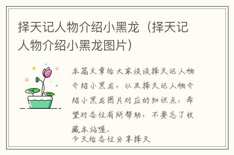 择天记人物介绍小黑龙（择天记人物介绍小黑龙图片）