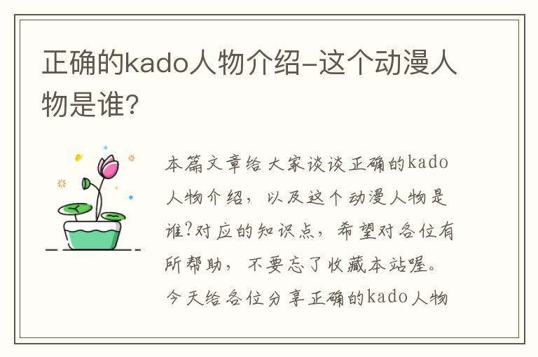 正确的kado人物介绍-这个动漫人物是谁?